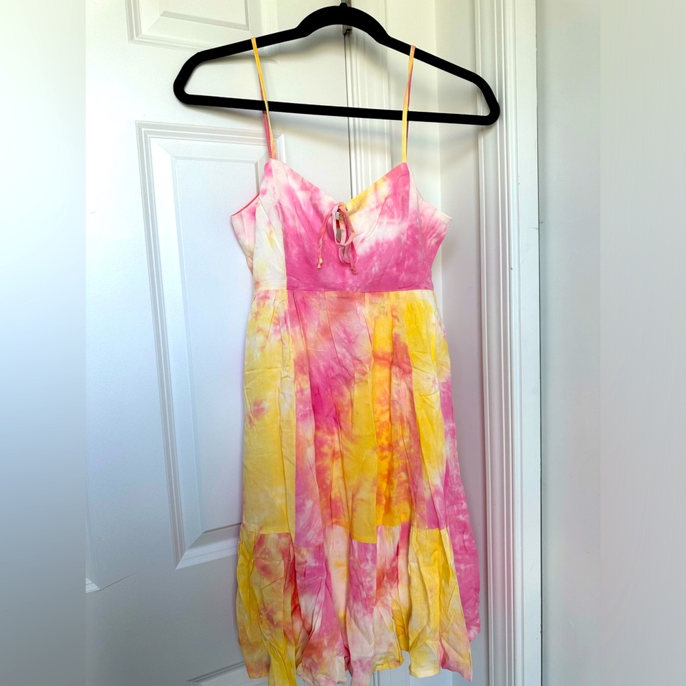 NWT Hem & Thread pink and yellow tie dye dress